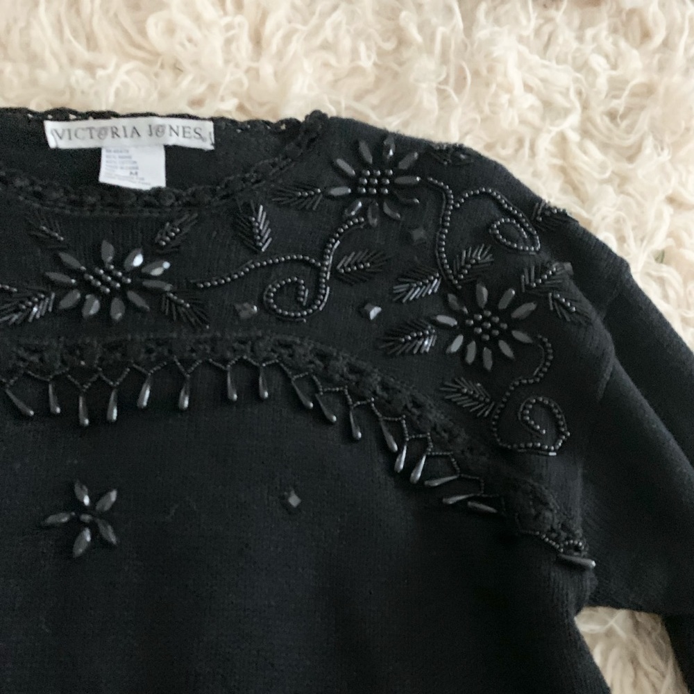 Victoria Jones | Vintage Black Knit Sweater Medium - Picture 8 of 9